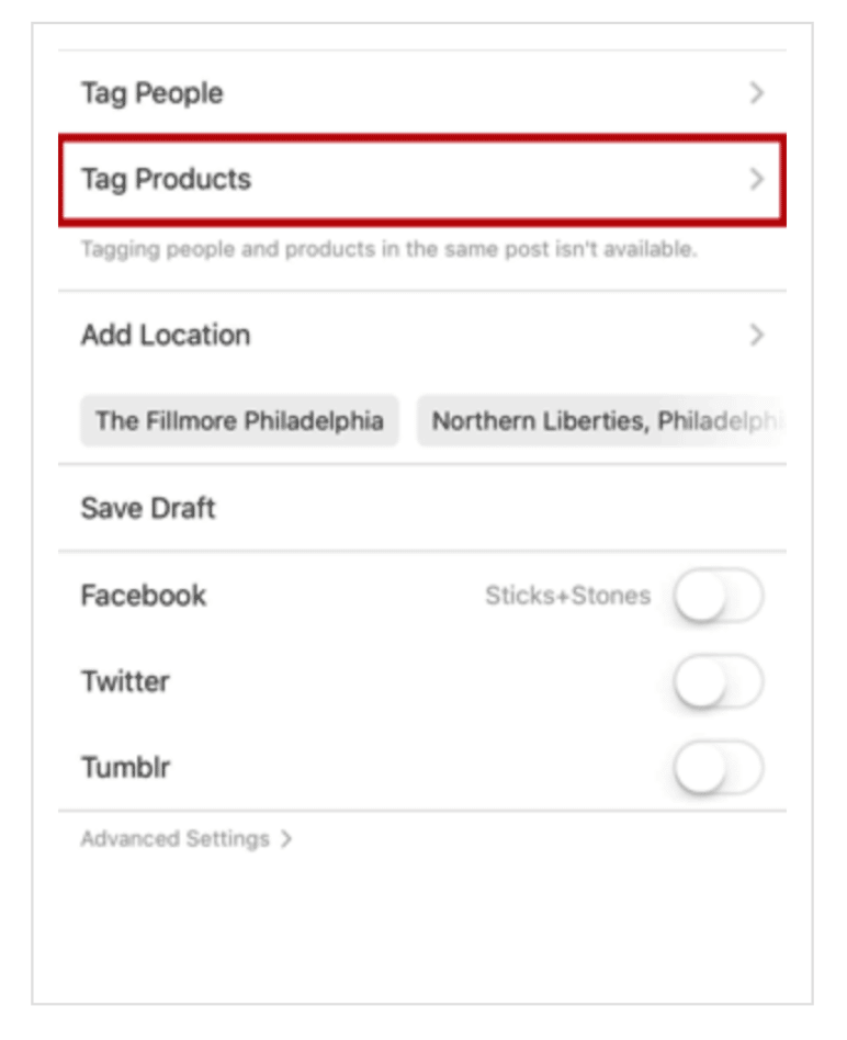 Product Tagging on Instagram settings changes to connect woocommerce to instagram