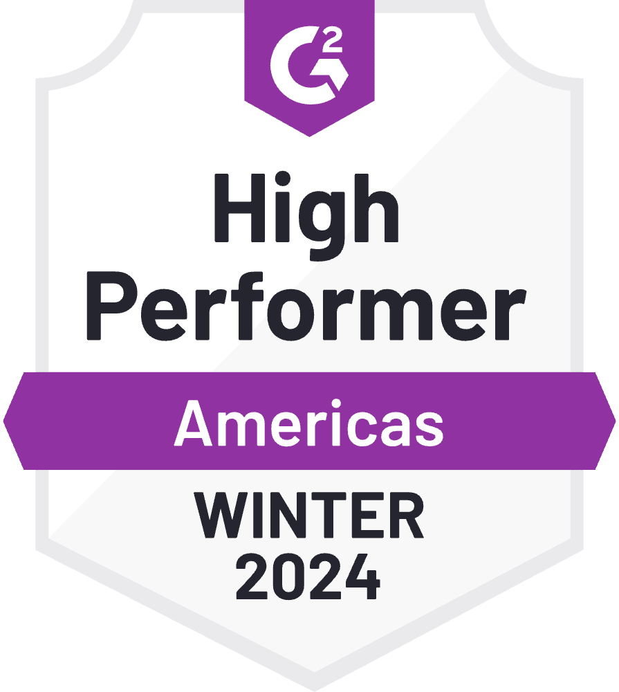 G2 badge - High Performer Americas, Winter 2024
