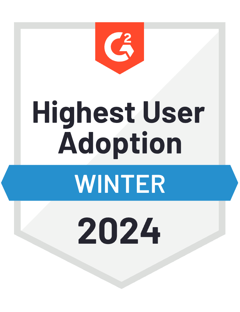 G2 badge - Highest User Adoption, Winter 2024