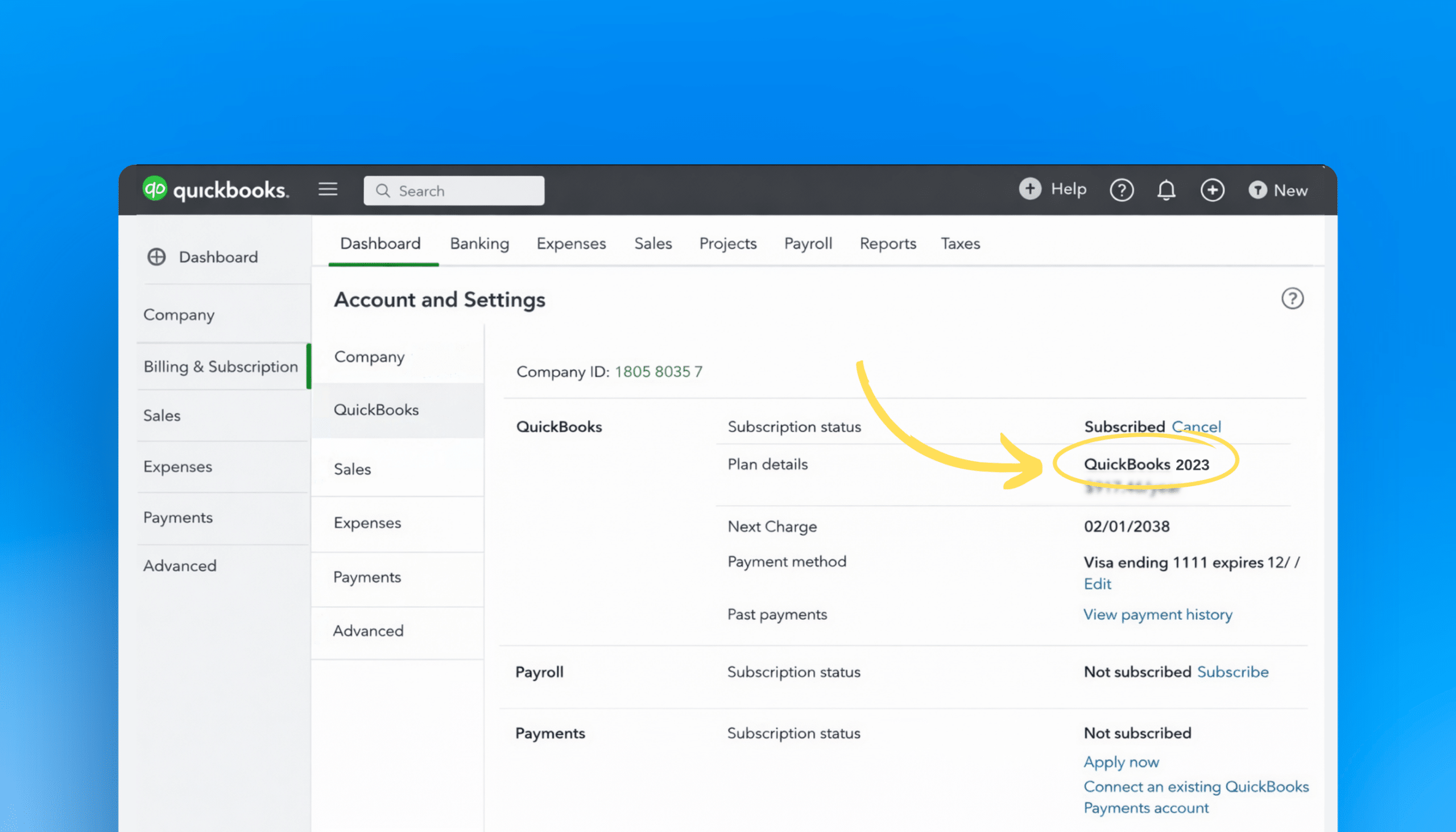 QuickBooks Account & Settings