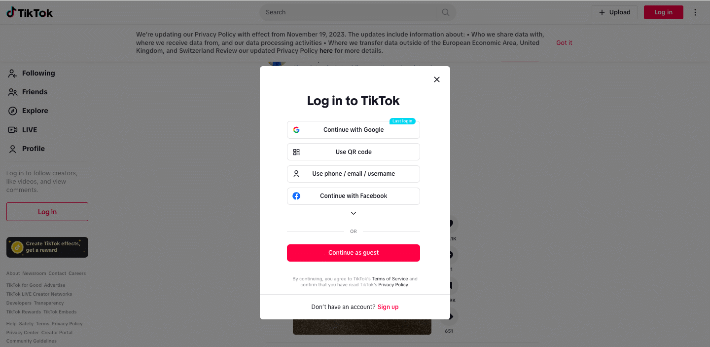 TikTok Login