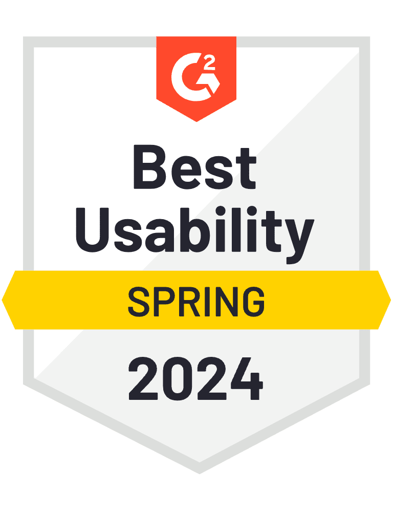 G2 Badge - Best Usability - Spring 2024