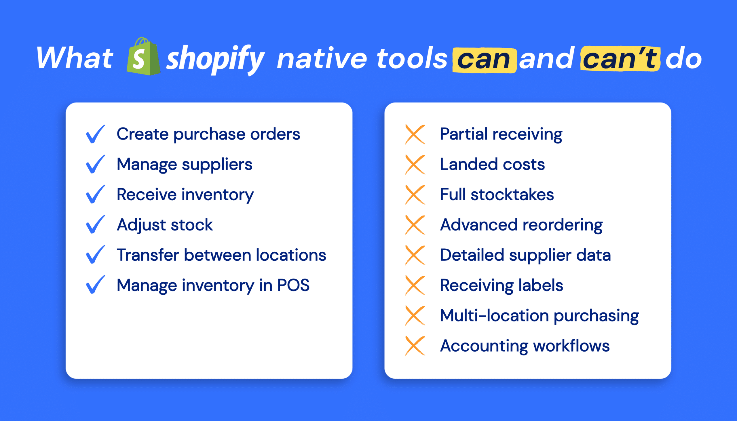 Shopify native POs pros and cons