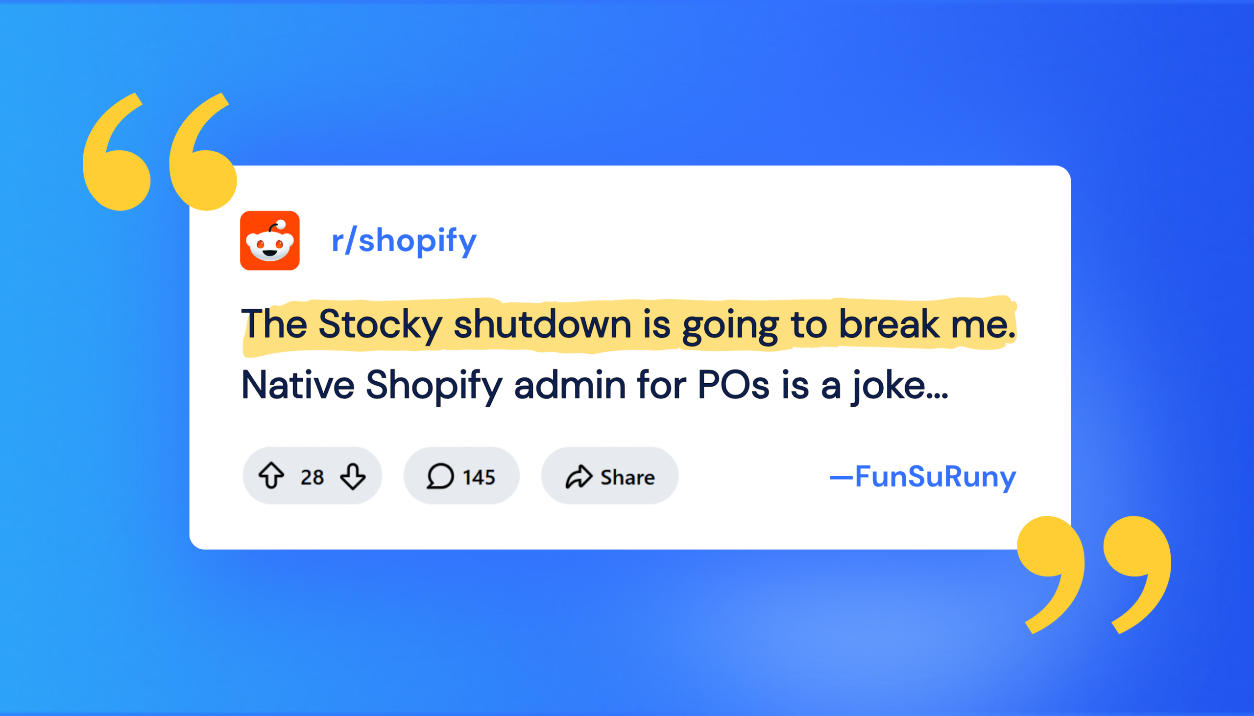 Stocky shutdown reddit comment