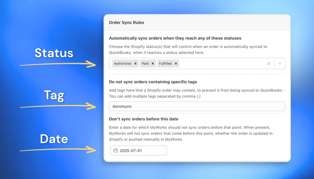 MyWorks order sync rules